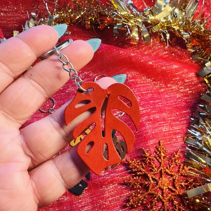 Leather Keyring - Monstera