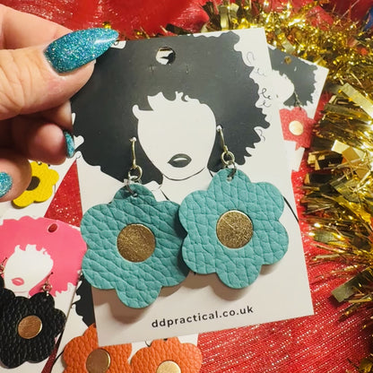 Leather Earrings - Flowers