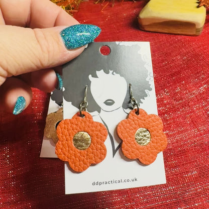 Leather Earrings - Flowers