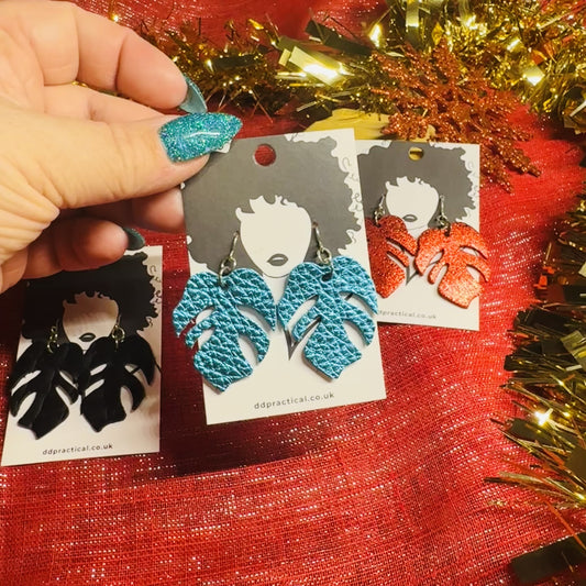 Leather Earrings - Tropical