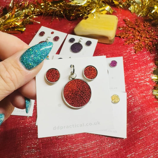 Leather Studs & Pendant Set