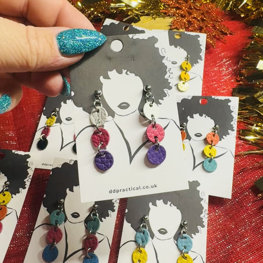 Leather Earrings - Buttons