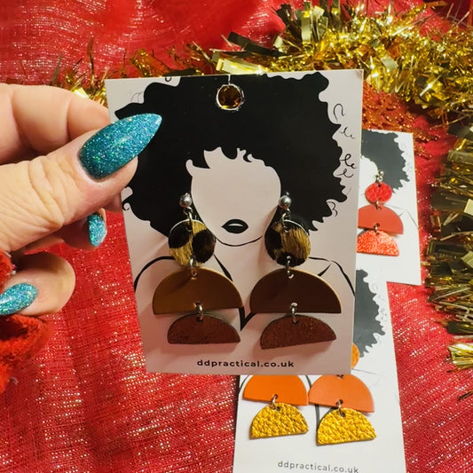 Leather Earrings - Geo