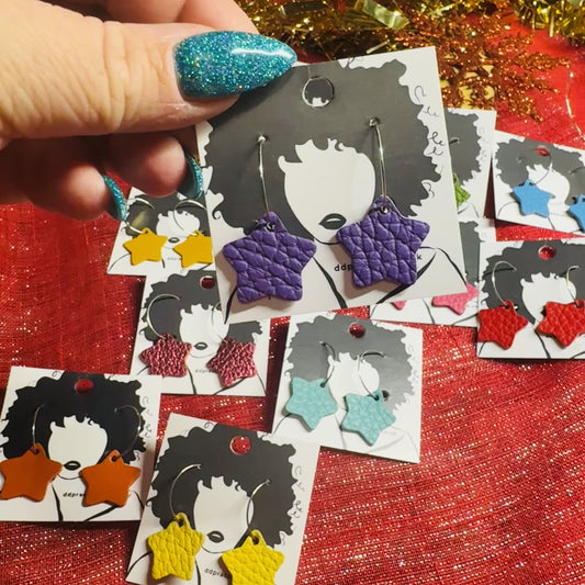 Leather Earrings - Stars